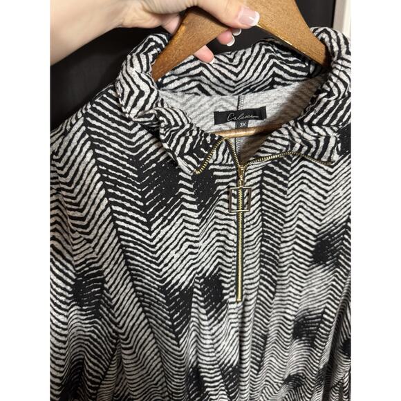 Caleoas Art to Wear Sweater Cardigan stretch geometric plus 3x swing pocket - Picture 9 of 12